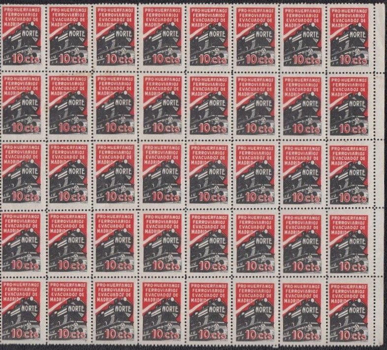 Ferrocarriles Madrid Evacuados Evacuees sellos postales stamps Espana Spain Guerra Civil War